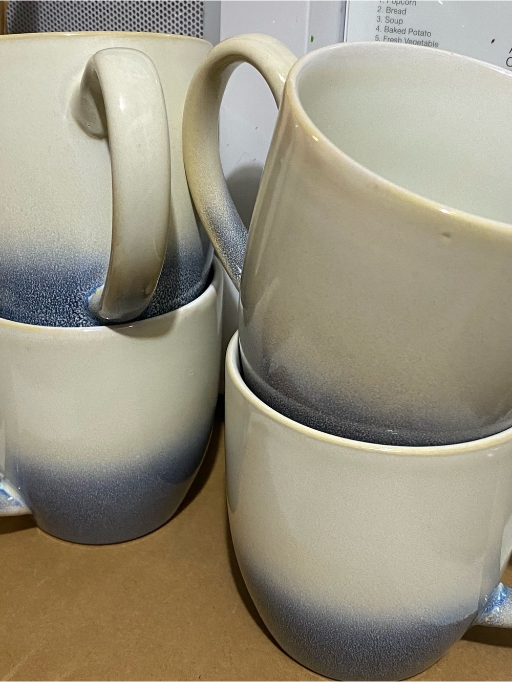 Stoneware Ombre Blue & Cream Coffee Mug Set - 4 Pack